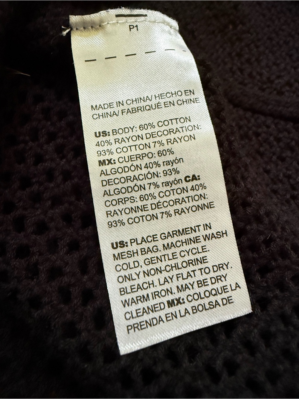 Chico's Black Crochet Knit Short Sleeve Sweater Floral Applique Boho Mesh Sz S - Picture 5 of 7